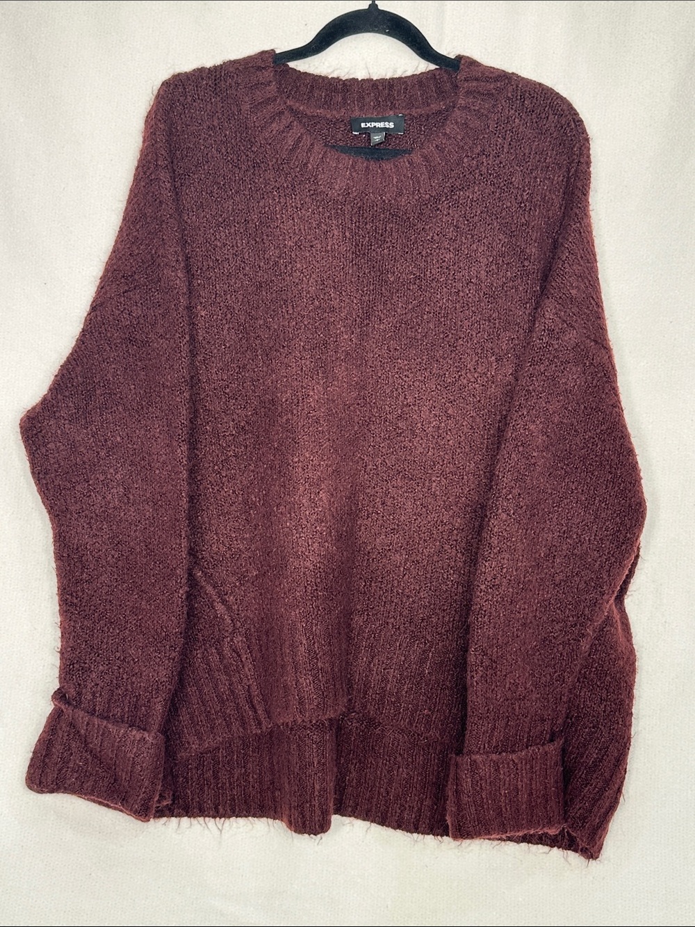 Express Women's Burgundy Crewneck Sweater